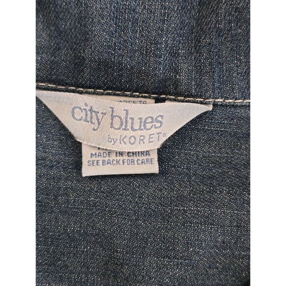 Vintage Denim Jacket Embroidered Pockets Button Front Long Sleeve grannycore - Picture 4 of 7